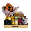 Cesta de Café da Manhã, Flores e Chocolate Mães