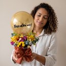 Caixa Mix de Flores com Bombons e Balão
