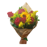 Buquê com 6 Rosas e Girassol - Especial