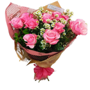 Buquê Com 12 Rosas Rosadas - Elegance