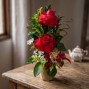 Arranjo de 2 rosas vermelhas