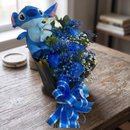 Ramalhete com 08 Rosas Azul e Stitch