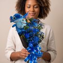 Ramalhete com 08 Rosas Azul e Stitch