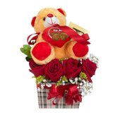 mimo especial de rosas e urso