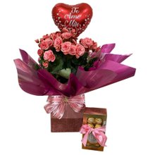 Begônia  Rosa com Balão e Ferrero Rocher