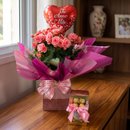 Begônia  Rosa com Balão e Ferrero Rocher