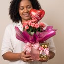 Begônia  Rosa com Balão e Ferrero Rocher