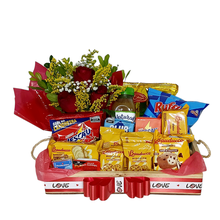 Cesta de Café da Manhã Com Flores Média