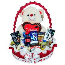 Cesta Romântica GG Com Urso de Pelúcia 