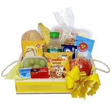 Cesta Pequena Pães Frutas e Frios