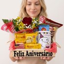 Cesta Pequena com Caneca e Rosas