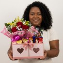 Box Duplo Com Rosas e Chocolates
