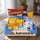 Cesta de Aniversário P Café com Caneca Azul