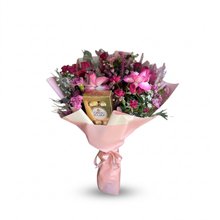 Buquê 4 Rosas 'Pink' & Ferrero Rocher 8un