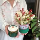 Caixa de Flores  Desidratadas com Vela Aromática 