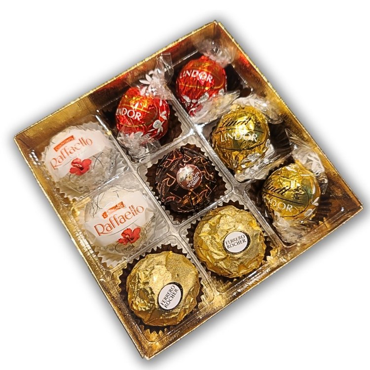 Caixa Rosa Chocolate Sortido Lindt e Ferrero Rocher