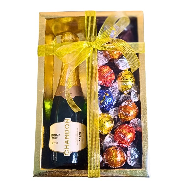 Presente Elegante Dourado Chandon Lindt