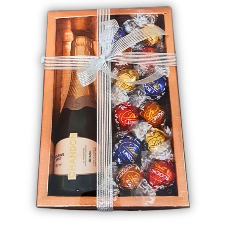 Presente Elegante Rose Gold: Chandon Chocolate Lindt