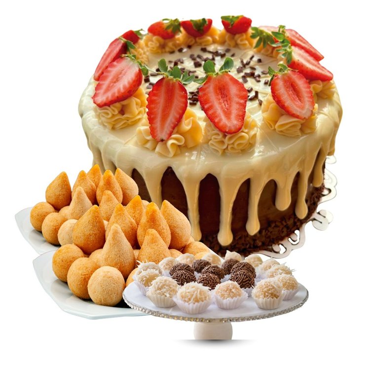 Kit Festa Bolo de Chocolate e Ninho com Morango