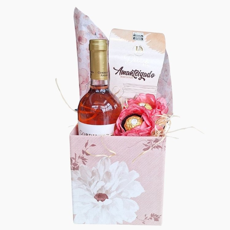 Cesta Cachepo Vinho Rose