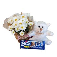 Mini Margarida com Urso Pelúcia e Caixa de Bis