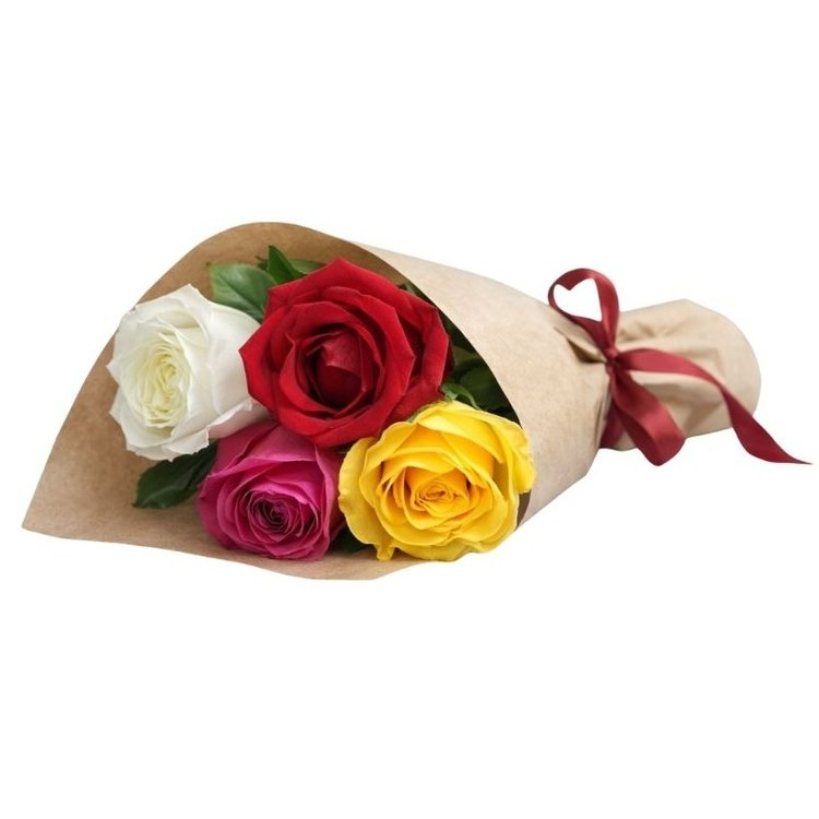 Lindo Buquê de 4 Rosas Coloridas