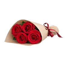 Lindo Buquê de 4 Rosas Vernelhas