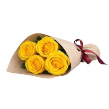 Lindo Buquê de 4 Rosas Amarelas
