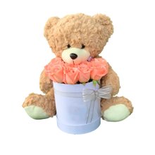 Box de rosas com urso