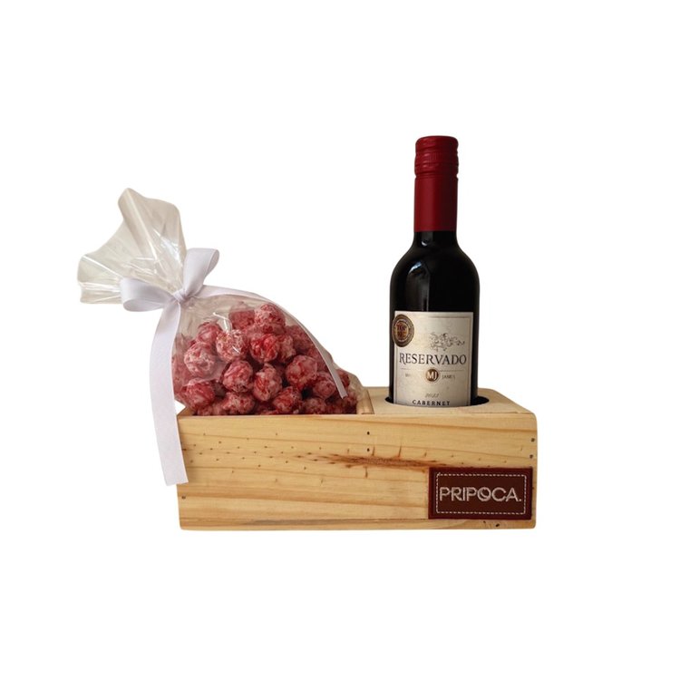 Box Madeira com Pipoca e Vinho