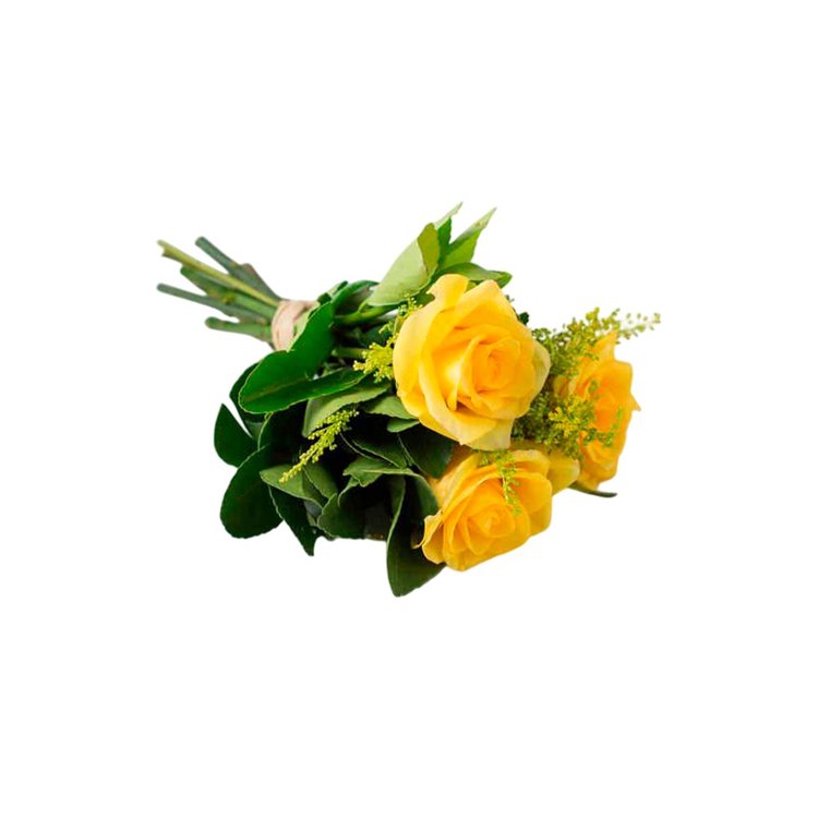Ramalhete com 3 Rosas Amarelas Alegria e Leveza