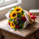 Buquê Clássico Girassol com Rosas