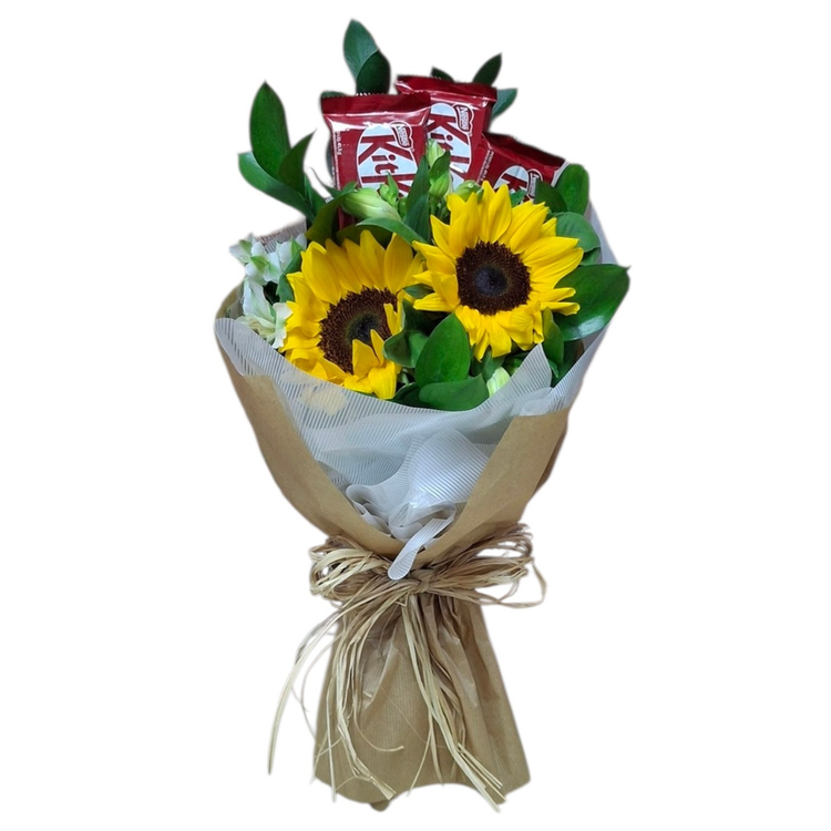 Buquê de Girassois com Kit Kat