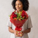 Combo Buquê Duas Rosas com Ferrero Rocher 