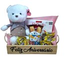 Cesta Presente Feliz Aniversário com Ursinho