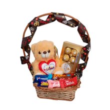 Cesta Chocolate e Pelúcia Carinho