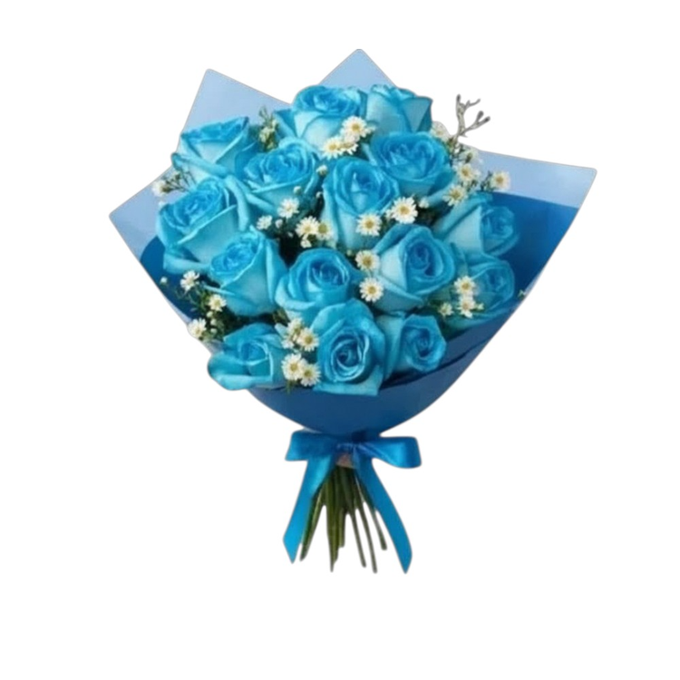 Buquê com 15 Rosas Azuis