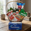 Cesta Cerveja e Salgados e Queijos