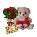Buquê de Rosas Pelúcia e Chocolates