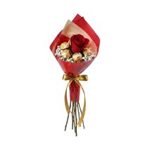 Mini Buquê de Ferrero com 1 Rosa