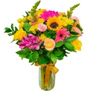 Arranjo No Vidro Mix De Flores