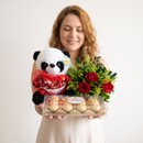 Buquê de Rosas com Pelúcia e Ferrero 