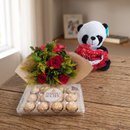 Buquê de Rosas com Pelúcia e Ferrero Rocher