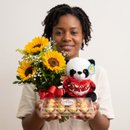 Lindo Buquê de Girassóis com Pelúcia e Chocolate