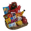 Cesta de Café da Manhã Coração com Flores Kalanchoes