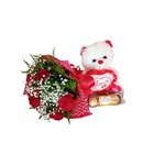 Buquê com Rosas, Pelúcia e Bombons