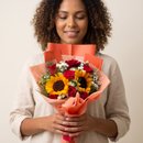 Buquê Mix Rosas e Girassol