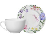 Xícara com Pires Floral Lelis