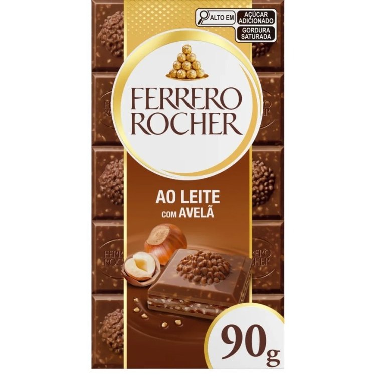 Ferrero Rocher Tablete Ao Leite com Avelã 1 Unidade 90