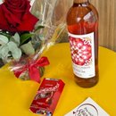 Cesta Romântica com Vinho Rosé, Lindor e Rosa Premium